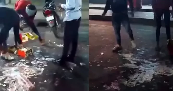 Boy cuts birthday cake in the middle of the road; UP Police makes him clean the road