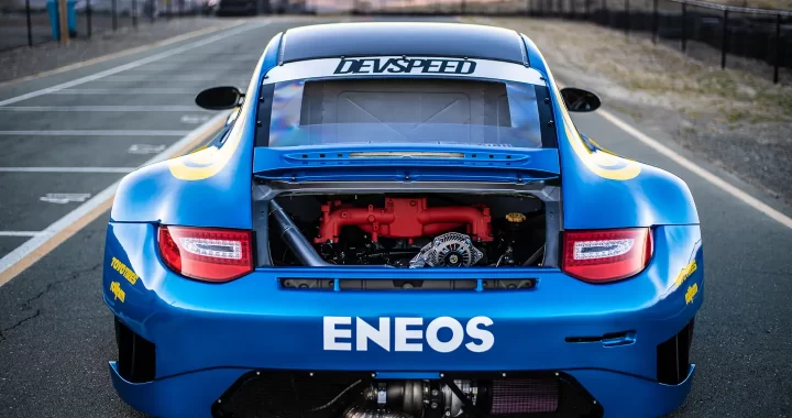 This SEMA-fied widebody Porsche 997 GT3 ditches its flat six engine for Subaru power